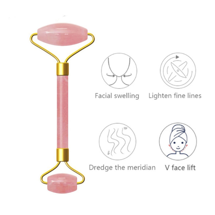 Rullo per massaggio a doppia testa Cristallo rosa naturale Quarzo Pietra di giada Anticellulite Rughe Strumento per la bellezza del corpo del viso