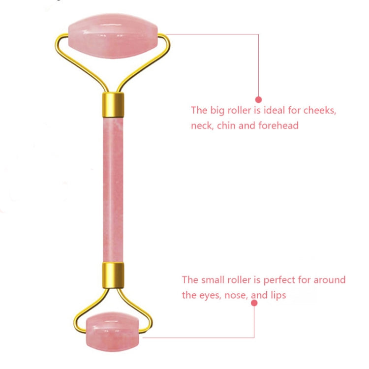 Rullo per massaggio a doppia testa Cristallo rosa naturale Quarzo Pietra di giada Anticellulite Rughe Strumento per la bellezza del corpo del viso