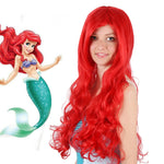 Anime La Sirenetta Principessa Ariel Parrucca Cosplay Parrucca di Halloween Party Stage Capelli ricci rossi sintetici