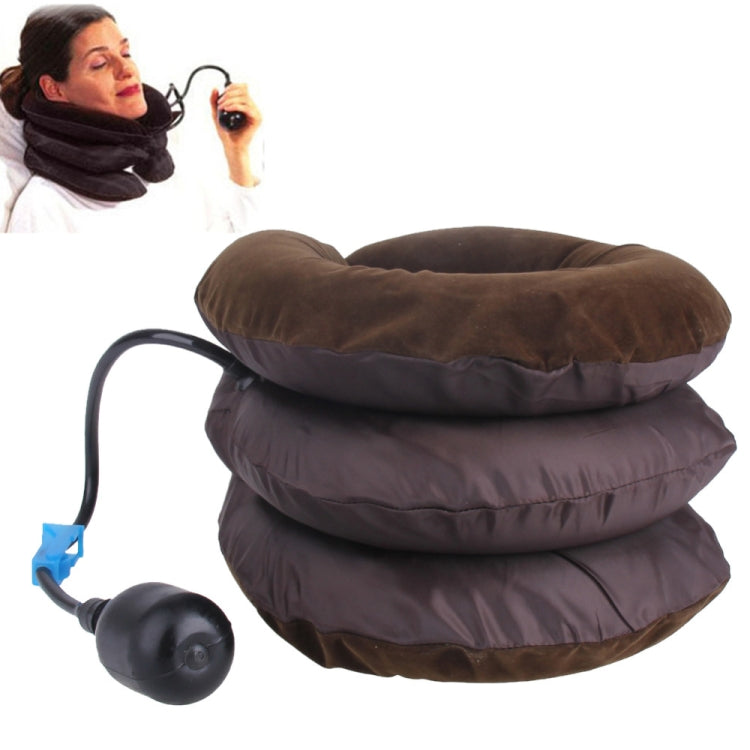 Dispositivo gonfiabile per trazione cervicale del collo, testa morbida, spalla posteriore, dolore al collo, massaggiatore, mal di testa, sollievo dal dolore, tutore per il rilassamento., Half Cashmere (Coffee)