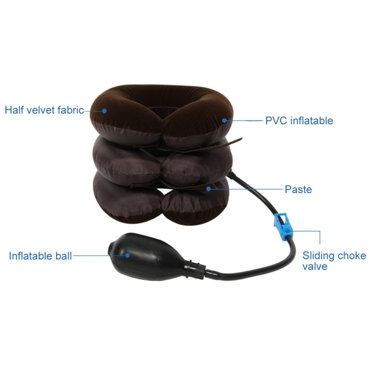 Dispositivo gonfiabile per trazione cervicale del collo, testa morbida, spalla posteriore, dolore al collo, massaggiatore, mal di testa, sollievo dal dolore, tutore per il rilassamento., Half Cashmere (Coffee)