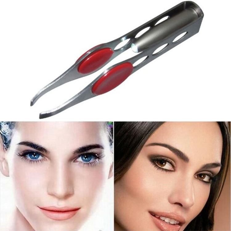 Set 3 pinzette per sopracciglia con LED e clip in acciaio