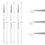 3 pennelli per nail art, cristalli acrilici, con rivestimento sottile, penna da disegno, strisce per pittura, strumenti per manicure con fiori