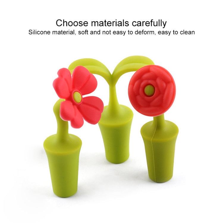 Tappo per vino in silicone con fiore, 3 pezzi, 3 PCS Rose Stopper, 3 PCS Red Sun Flower Beer Stopper, 3 PCS Leaf Beer Stopper