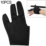 10 pz/set Spandex Snooker Stecca da biliardo Guanto da biliardo Mano sinistra aperto Tre dita Accessorio da biliardo