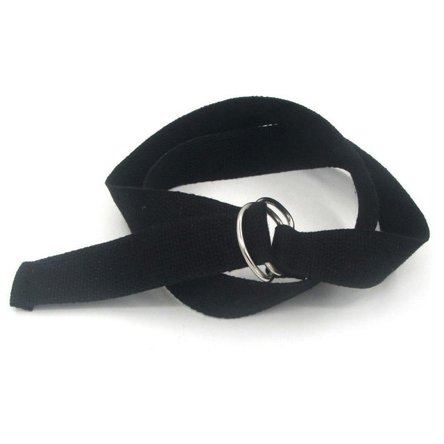 2 pezzi Cinture in tela unisex Cinture a doppio anello con fibbia Cinture in vita Cintura casual solida, 105 x 3.2cm