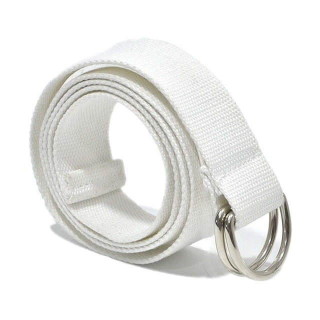 2 pezzi Cinture in tela unisex Cinture a doppio anello con fibbia Cinture in vita Cintura casual solida, 105 x 3.2cm