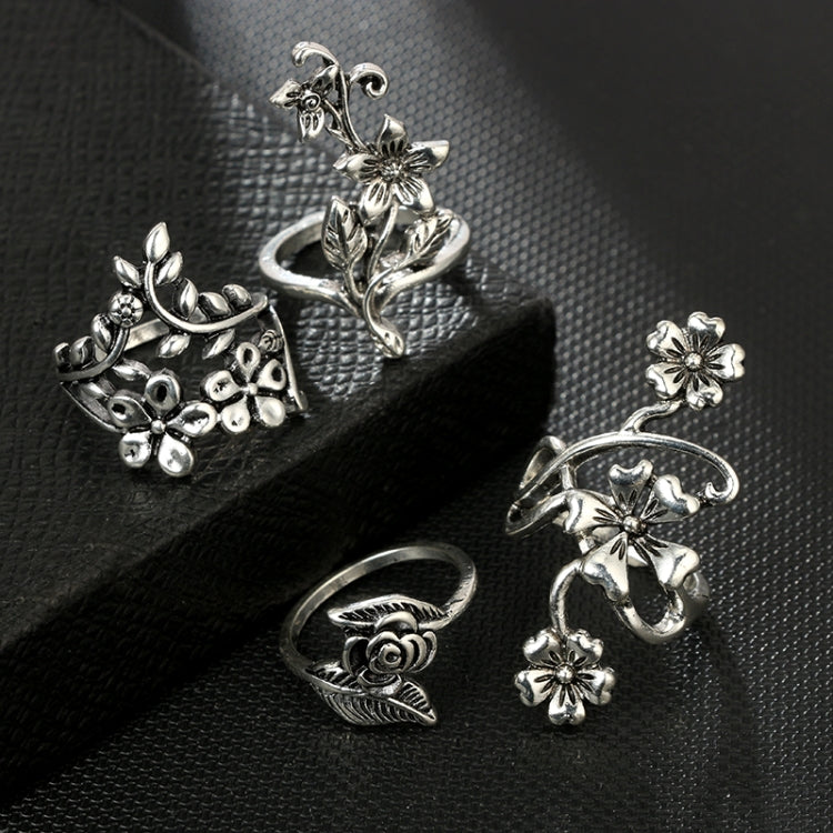 4 pezzi/set anelli antichi con fiori di rosa in stile bohémien vintage per donna