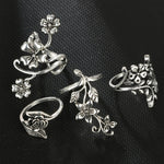 4 pezzi/set anelli antichi con fiori di rosa in stile bohémien vintage per donna