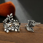 4 pezzi/set anelli antichi con fiori di rosa in stile bohémien vintage per donna