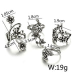 4 pezzi/set anelli antichi con fiori di rosa in stile bohémien vintage per donna
