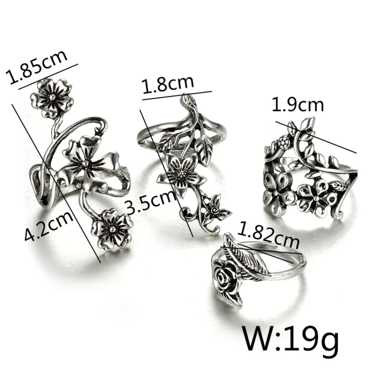 4 pezzi/set anelli antichi con fiori di rosa in stile bohémien vintage per donna