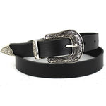 Cintura da donna con fibbia in metallo in vita da cowgirl occidentale in pelle nera Nuovo caldo, Gold single button black bottom, Gold double buckle black bottom, Silver single button black bottom, Silver double buckle black bottom                     ...