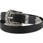 Cintura da donna con fibbia in metallo in vita da cowgirl occidentale in pelle nera Nuovo caldo, Gold single button black bottom, Gold double buckle black bottom, Silver single button black bottom, Silver double buckle black bottom                     ...