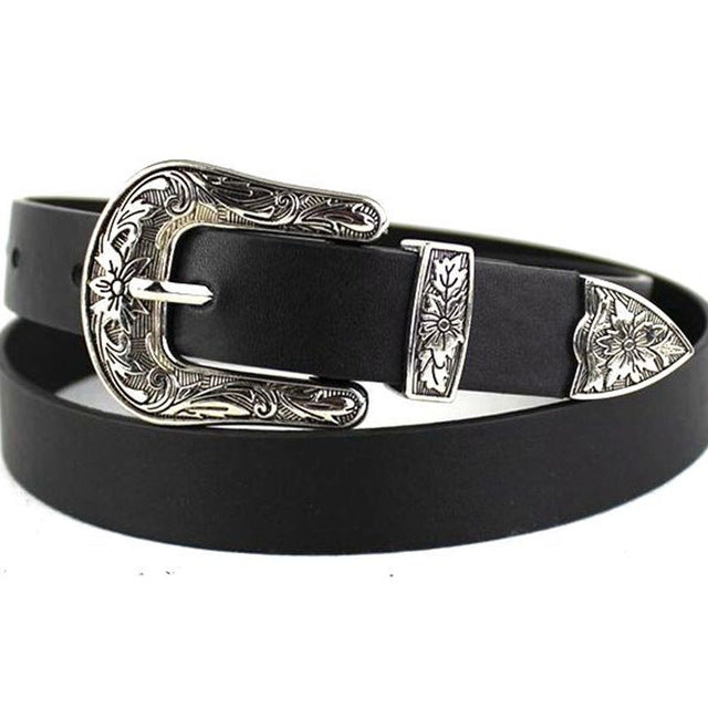 Cintura da donna con fibbia in metallo in vita da cowgirl occidentale in pelle nera Nuovo caldo, Gold single button black bottom, Gold double buckle black bottom, Silver single button black bottom, Silver double buckle black bottom                     ...