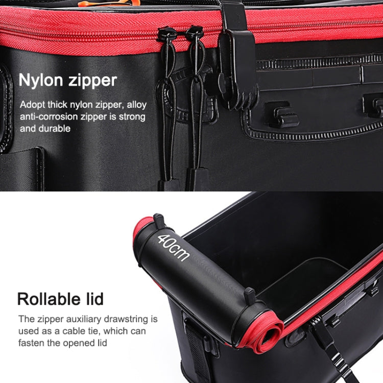 Secchio da pesca pieghevole multifunzionale addensato con scatola per pesci vivi, 30 cm (no Handle and no Side Pockets), 35 cm (with Handle without Side Pockets), 40 cm (with Handle and Side Pocket), 45 cm (with Handle and Side Pocket)                 ...