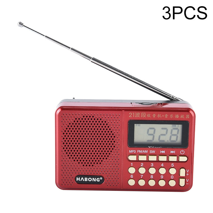 3 PZ HABONG KK-170 Altoparlante ricevitore radio ricaricabile radio FM/AM/SW a 21 bande, supporto USB/scheda TF/lettore musicale MP3