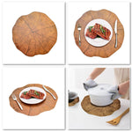 2 pezzi di tovagliette in legno per stoviglie, decorazione per tazza da tè a forma di loto, Table Mats 1