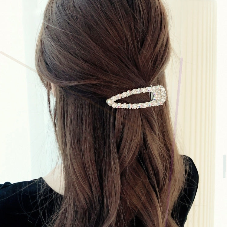 Accessori per capelli barrette da donna eleganti con perle di cristallo di lusso flash alla moda