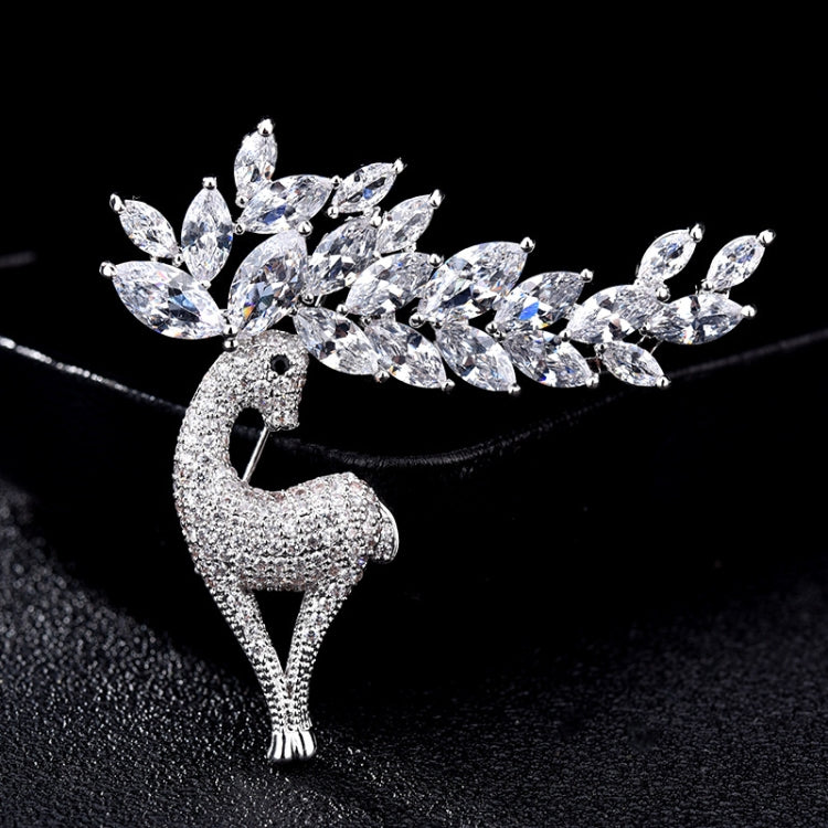 Spilla di cervo carino con zirconi di cristallo moda donna, Cute Deer
