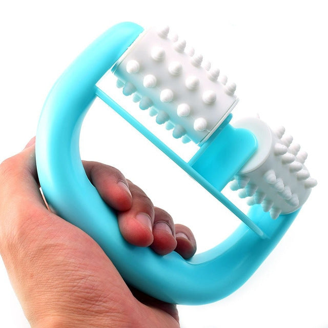 T9142 Massaggiatore manuale in plastica a due ruote Massaggiatore con impugnatura rotonda
