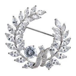 Ramo d'ulivo Anello d'erba Spilla con zirconi Accessori squisiti Medaglia Spilla alla moda Cappotto Maglione Spilla, Olive Branch Grass