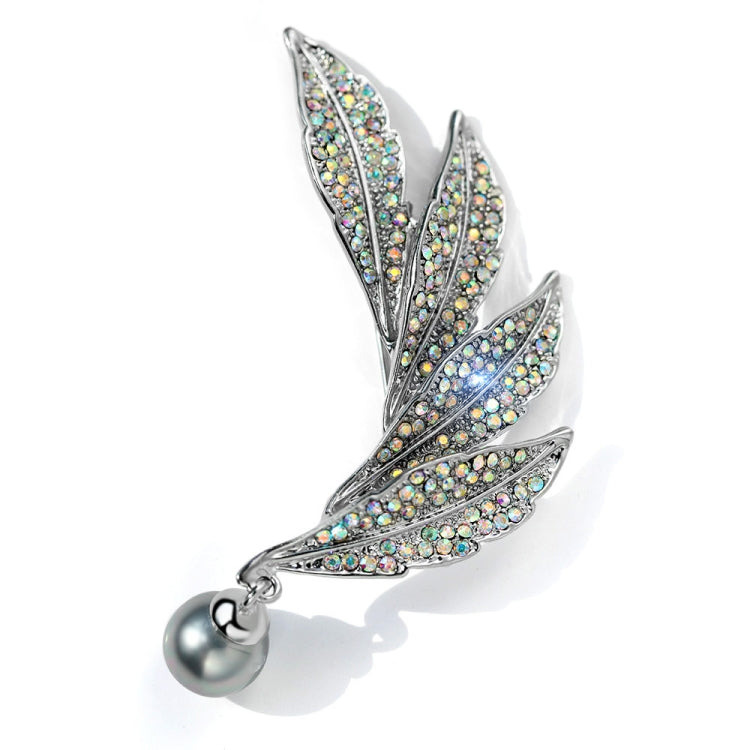 Spille con perni in nastro con spilla in piume di cristallo colorato stile vintage, Colorful Crystal