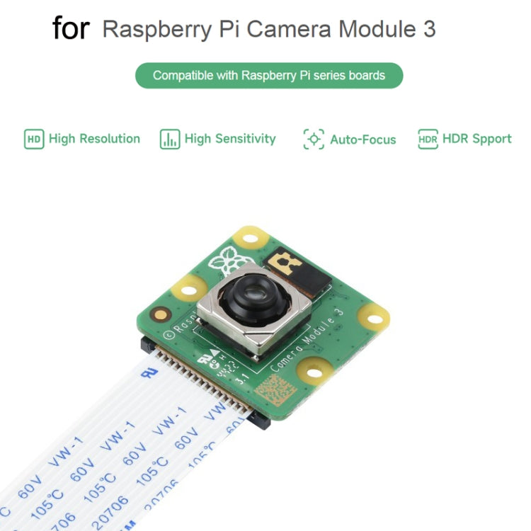 Waveshare per modulo fotocamera Raspberry Pi 3, alta risoluzione, messa a fuoco automatica 12MP, IMX708, FOV opzionale, 23943, 23943