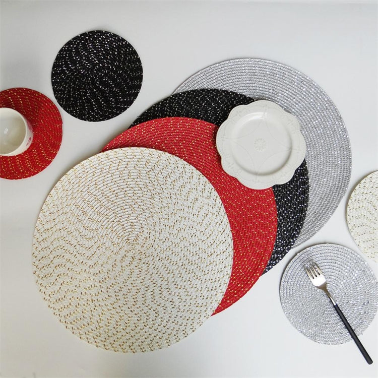 Tovaglietta tessuta ovale rotonda in PP da 2 pezzi, Diameter 36cm, Diameter 18cm