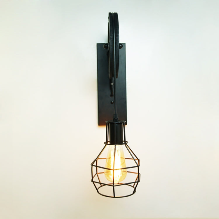 Lampada da parete per sollevamento con puleggia in ferro battuto retrò granata da 40 W Lampada da parete per portico corridoio corridoio