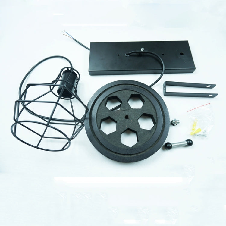 Lampada da parete per sollevamento con puleggia in ferro battuto retrò granata da 40 W Lampada da parete per portico corridoio corridoio