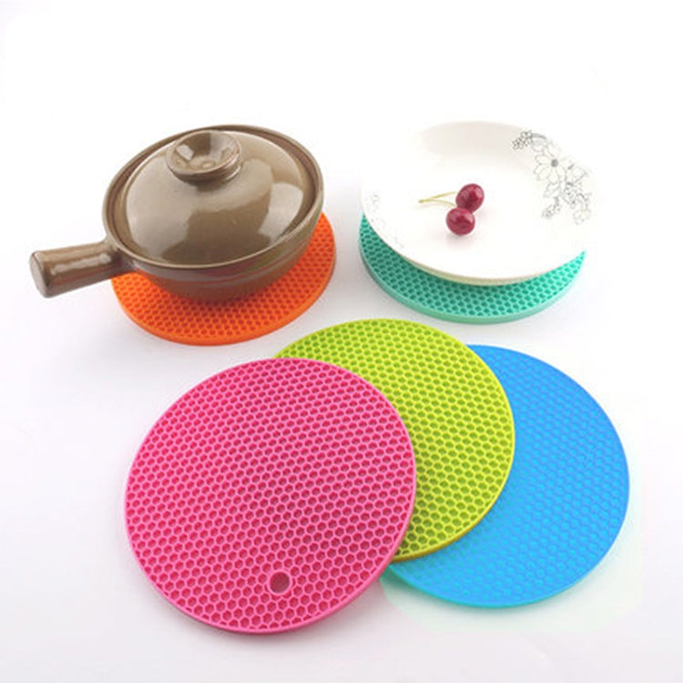 Tappetino rotondo antiscivolo resistente al calore in silicone a nido d'ape, dimensioni: 18x18x0,8 cm, Honeycomb Silicone Mat