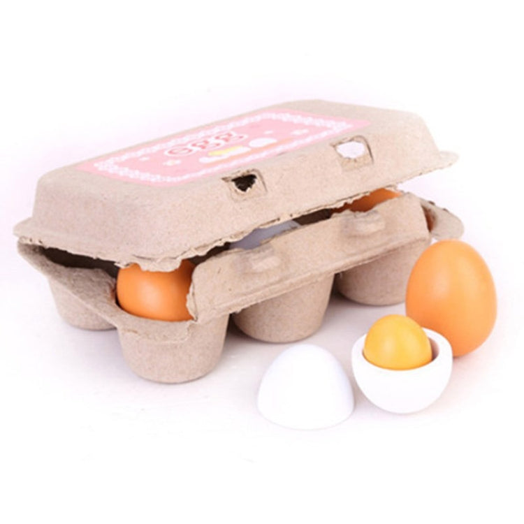 6 pezzi di tuorli d'uovo in legno simulati da cucina, giocattoli da cucina, set di giochi di finzione per i bambini, 6 PCS Eggs