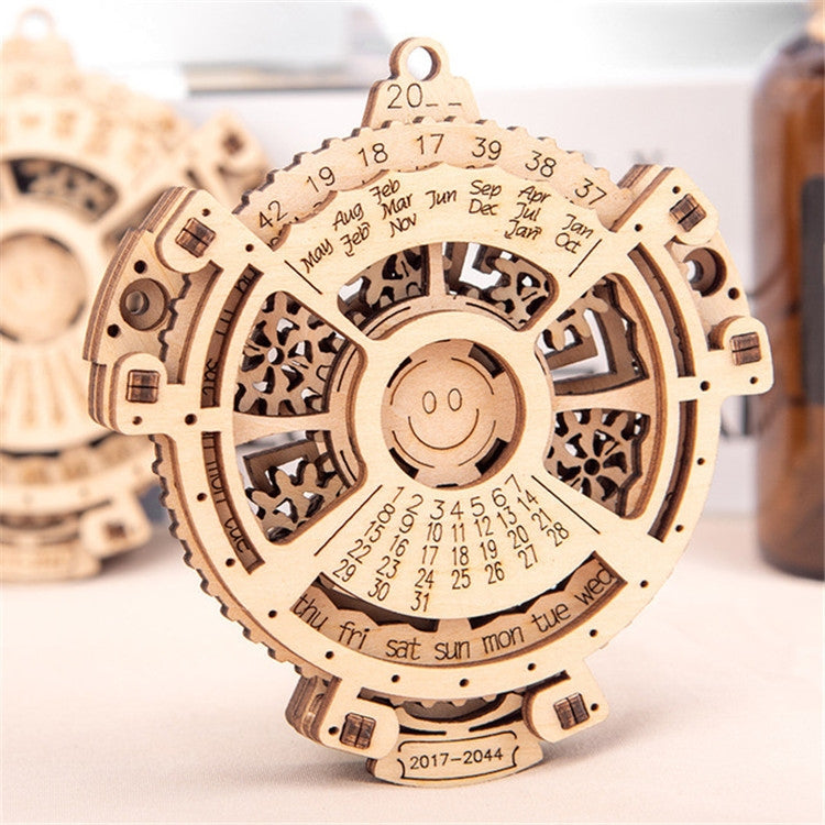 Bambini Ingranaggio meccanico in legno Calendario perpetuo Modello di puzzle 3D Giocattoli assemblati fai-da-te, Wooden DIY Assembled Toys