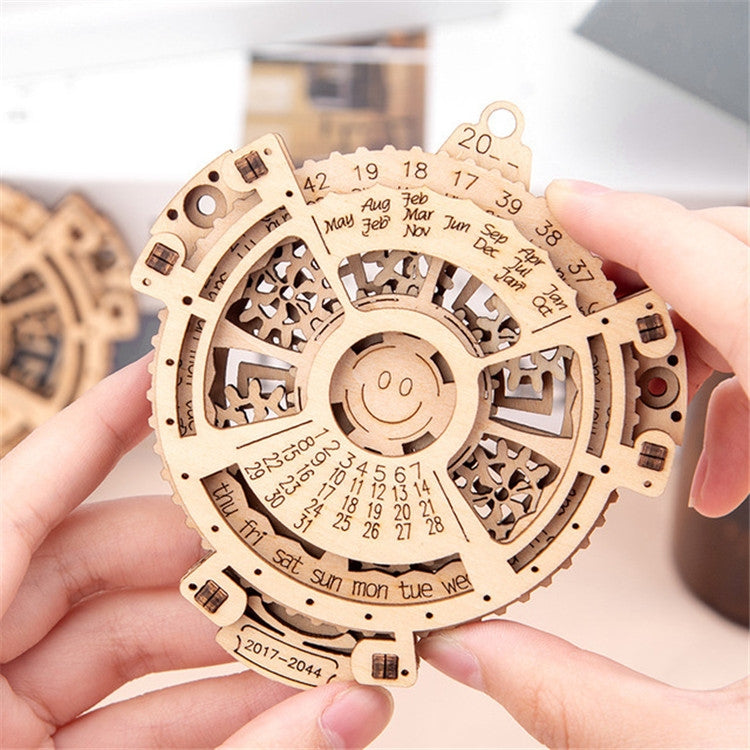 Bambini Ingranaggio meccanico in legno Calendario perpetuo Modello di puzzle 3D Giocattoli assemblati fai-da-te, Wooden DIY Assembled Toys