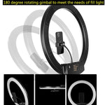 Luce anello LED dimmerabile 14" con clip smartphone e treppiede