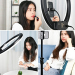 Luce anello LED dimmerabile 14" con clip smartphone e treppiede
