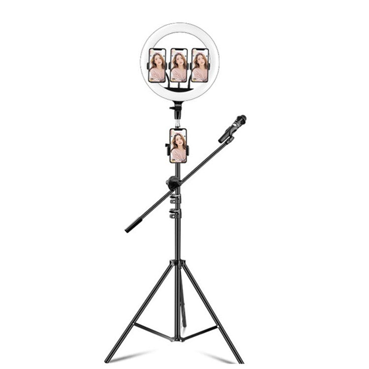 Set di trasmissione dal vivo con luce di riempimento ad anello LED con temperatura di colore dimmerabile, 14 inch+Phone Clip With 2.1m Tripod Mount, CN Plug, 14 inch+3 Phone Clips With 2.1m Tripod Mount, CN Plug