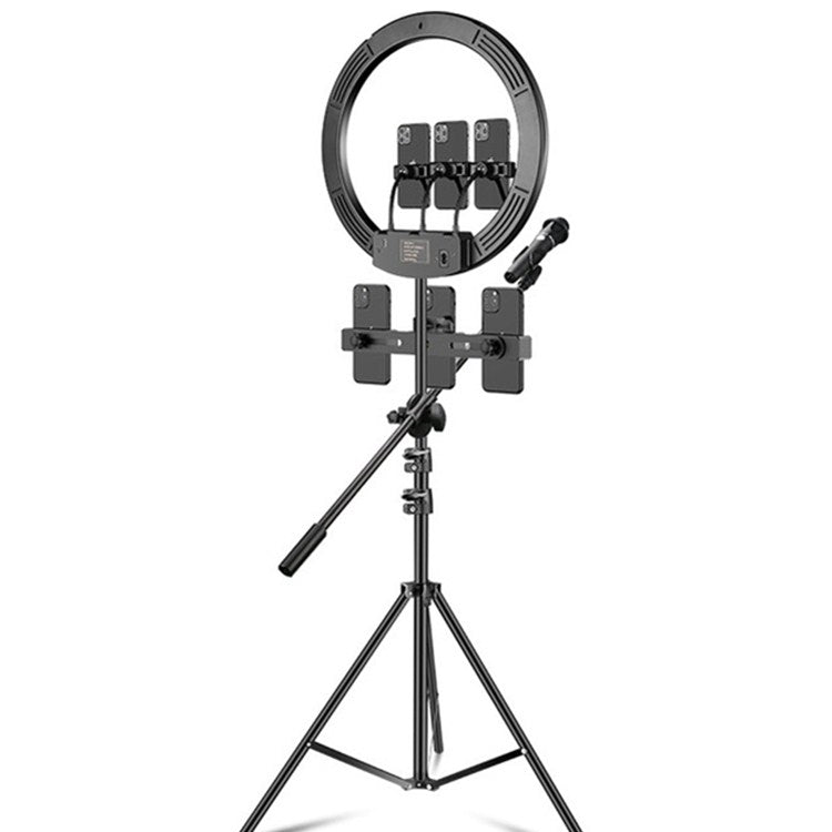 Luce anello LED dimmerabile 14" con clip smartphone e treppiede