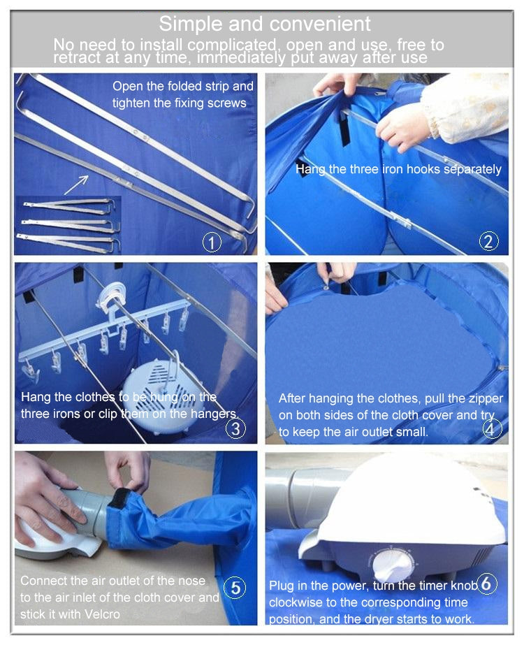 Mini asciugatrice portatile pieghevole per installazione gratuita, Mini Clothes Dryer