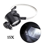 Lente d'ingrandimento LED 15X con fascia mani libere