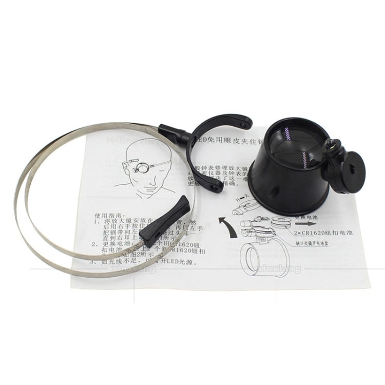 Lente d'ingrandimento LED 15X con fascia mani libere