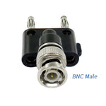 Adattatore connettore BNC maschio a doppio jack banana femmina