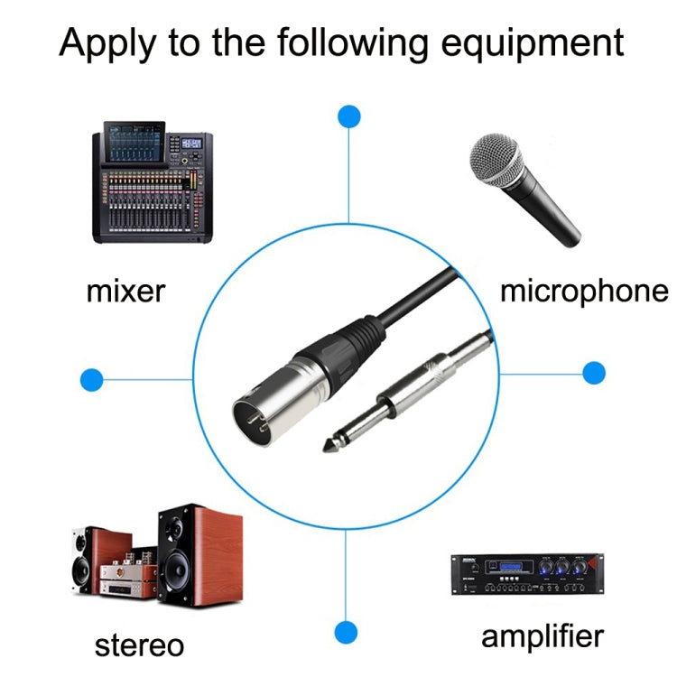 Cavo audio per microfono bilanciato da 6,35 mm Caron maschio a XLR a 2 pin, 0.5m, 1m, 1.5m, 2m, 3m, 5m, 10m, 15m, 20m, 30m