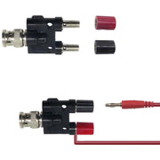 Adattatore RF da 5 connettori BNC maschio a due connettori femmina jack a banana, BNC Male to Two Banana Female