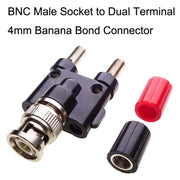 Adattatore RF da 5 connettori BNC maschio a due connettori femmina jack a banana, BNC Male to Two Banana Female