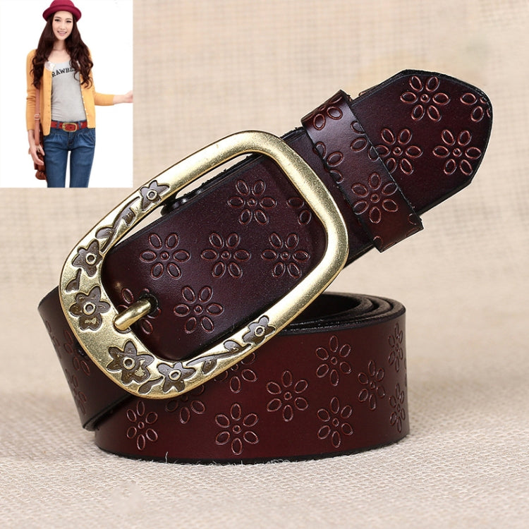 Cintura da donna in pelle PU con fibbia in metallo con motivo Plum Blossom