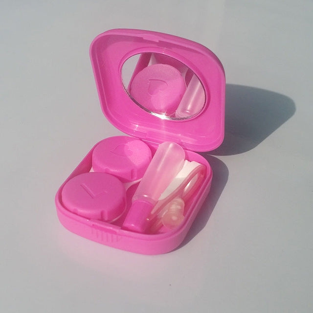 Custodia per lenti a contatto in plastica mini quadrata da 5 pezzi/set con specchio