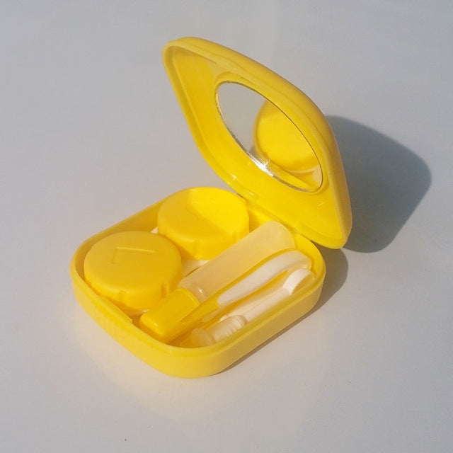 Custodia per lenti a contatto in plastica mini quadrata da 5 pezzi/set con specchio