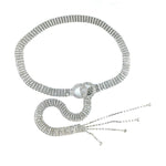 Catena in vita da donna con cintura a forma di diamante a doppio anello, 120cm